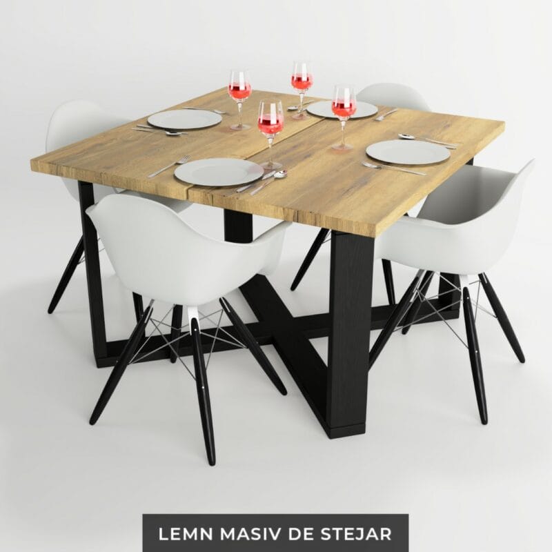 imagine Masa dining patratoasa lemn masiv stejar -Amazing